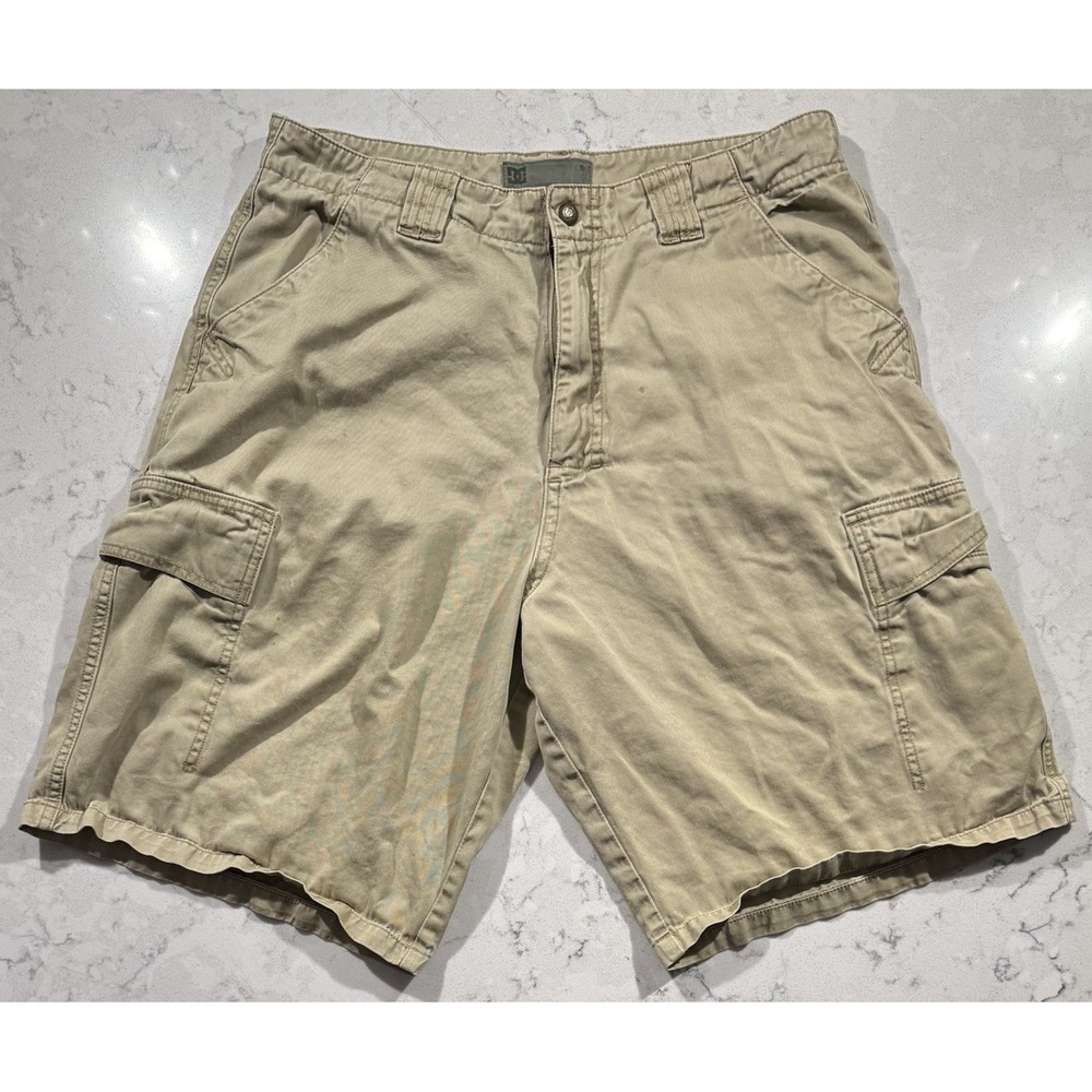 VTG Y2K DC Shoes Cargo Shorts Mens 34 Khaki Utility Skate Baggy Streetwear